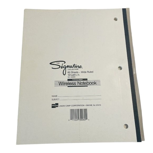 Vintage Union Camp 3 Hole Signature Collection Wireless Wide Rule Paper Notebook - Picture 2 of 12